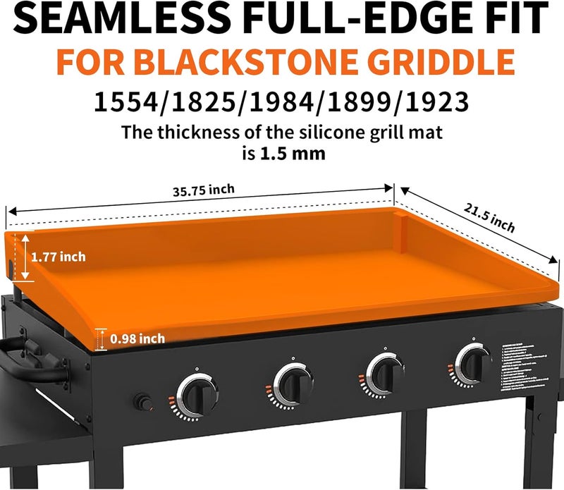 GrillChef Silicone Griddle Cover Mat for Blackstone 36 Inch, Full Wrap-Around Flat Top Cover, Heavy Duty Food-Grade Grill Buddy Mats, All Season Griddle Top Protective for Grill Accessories - Image 2